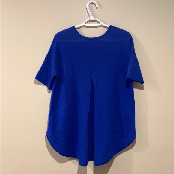 White + Warren Blue Short Sleeved Cashmere Sweater - Women’s Size Small - Picture 3 of 7